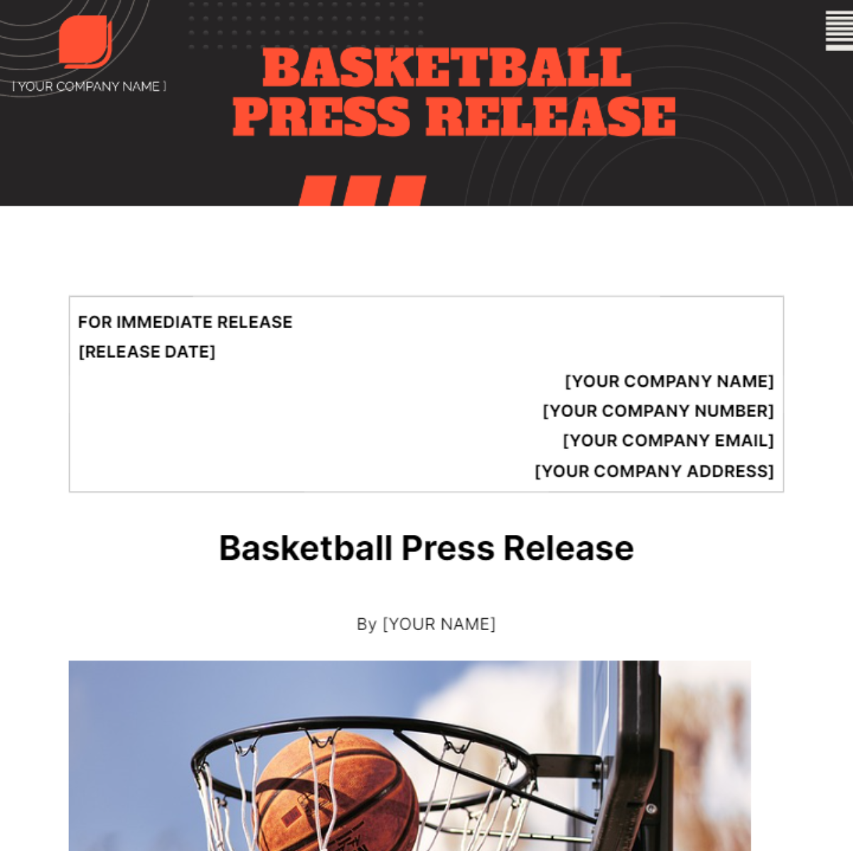 Basketball Press Release Template