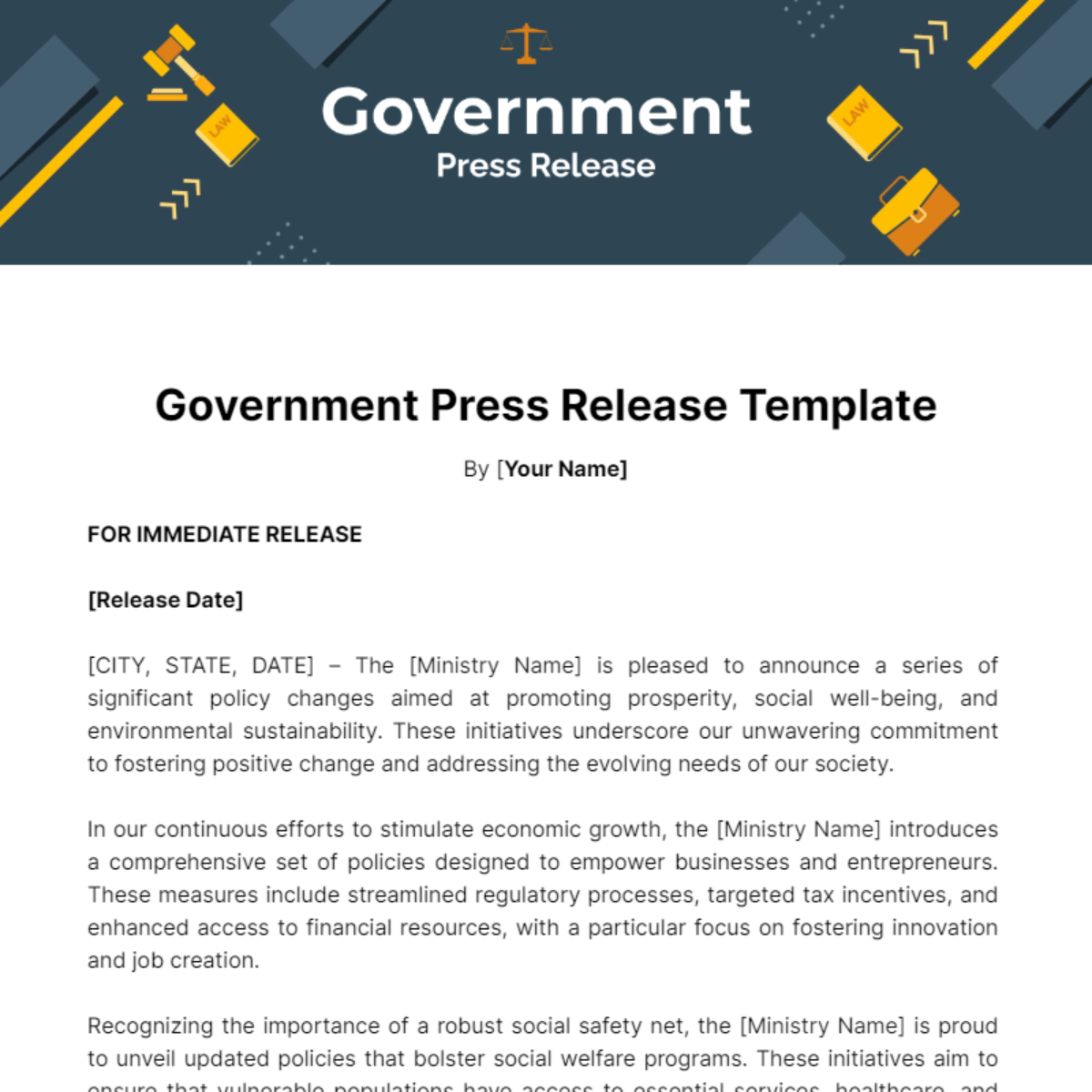 Government Press Release Template