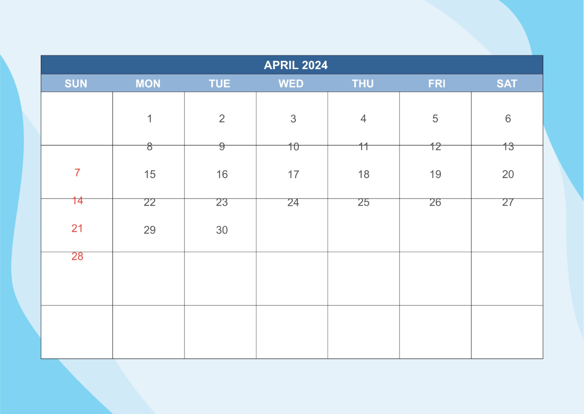 Free 2024 Monthly Calendar Template to Edit Online