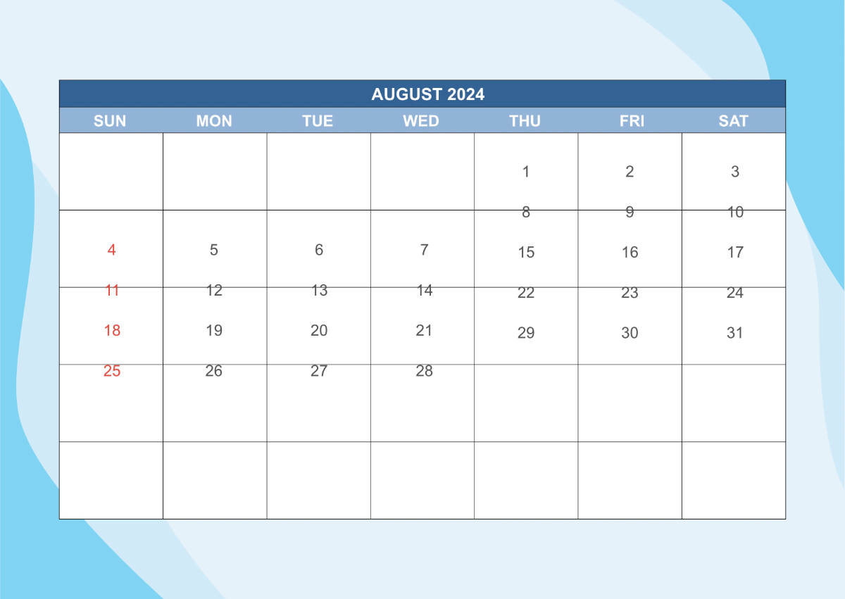 Free 2024 Monthly Calendar Template to Edit Online