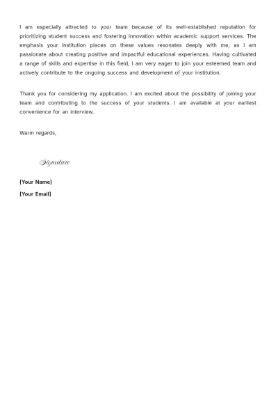 Free Academic Counselor Cover Letter to Edit Online