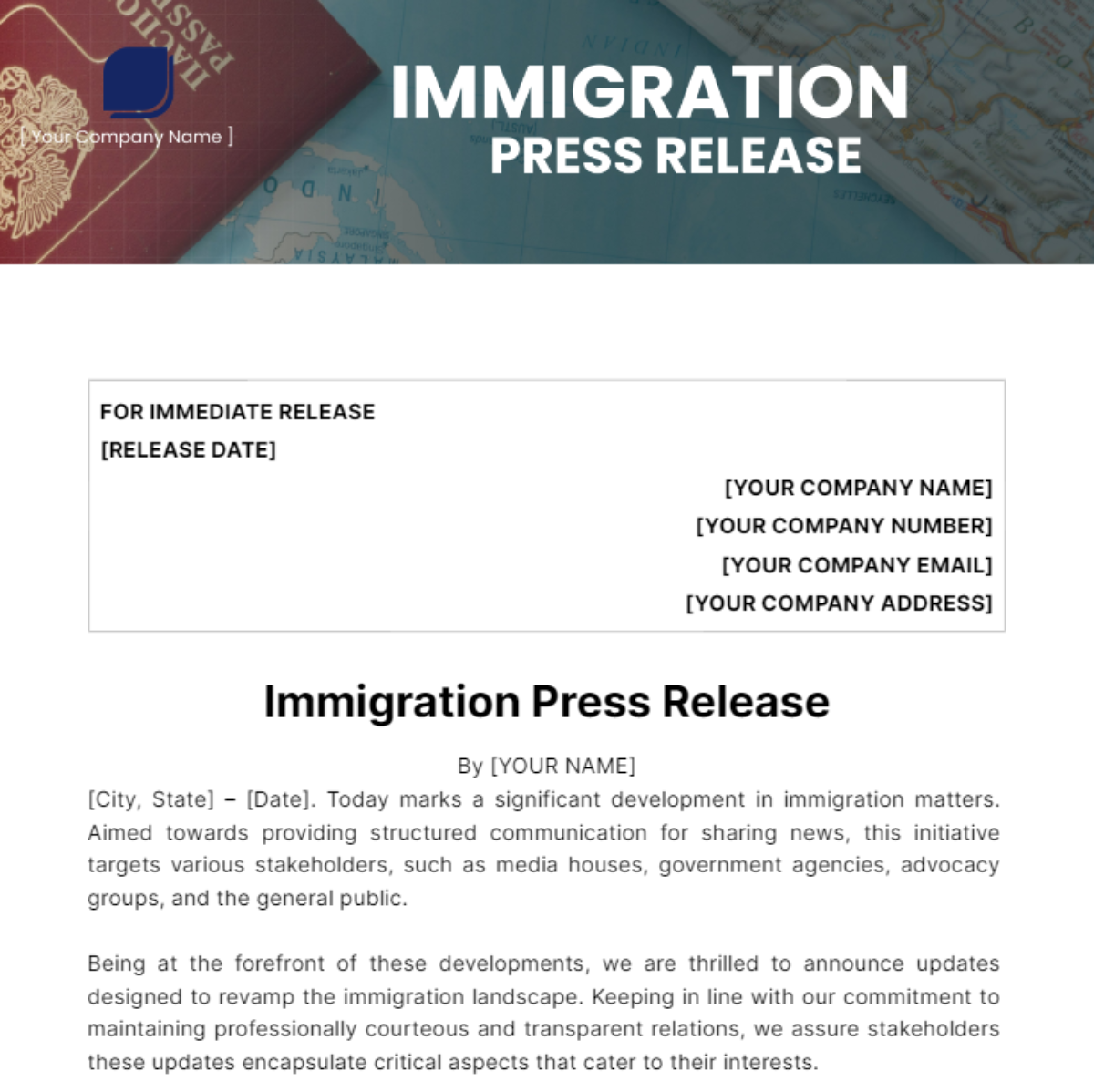Immigration Press Release Template