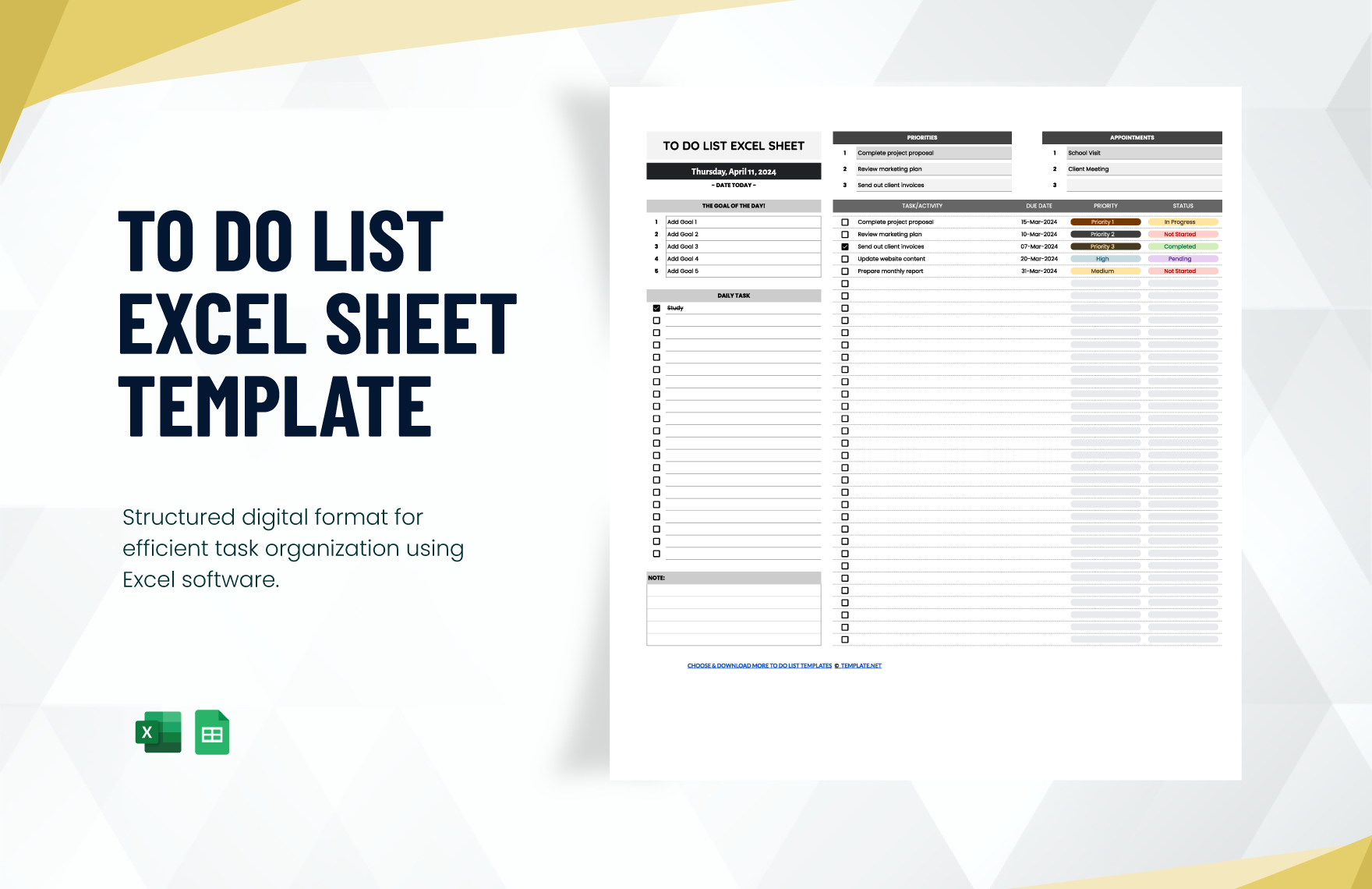 Free To Do List Excel Sheet Template in Excel, Google Sheets