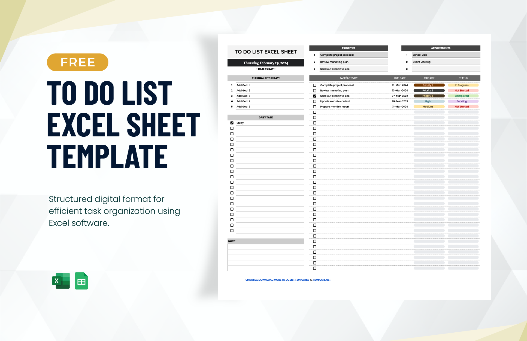 To Do List Excel Sheet Template