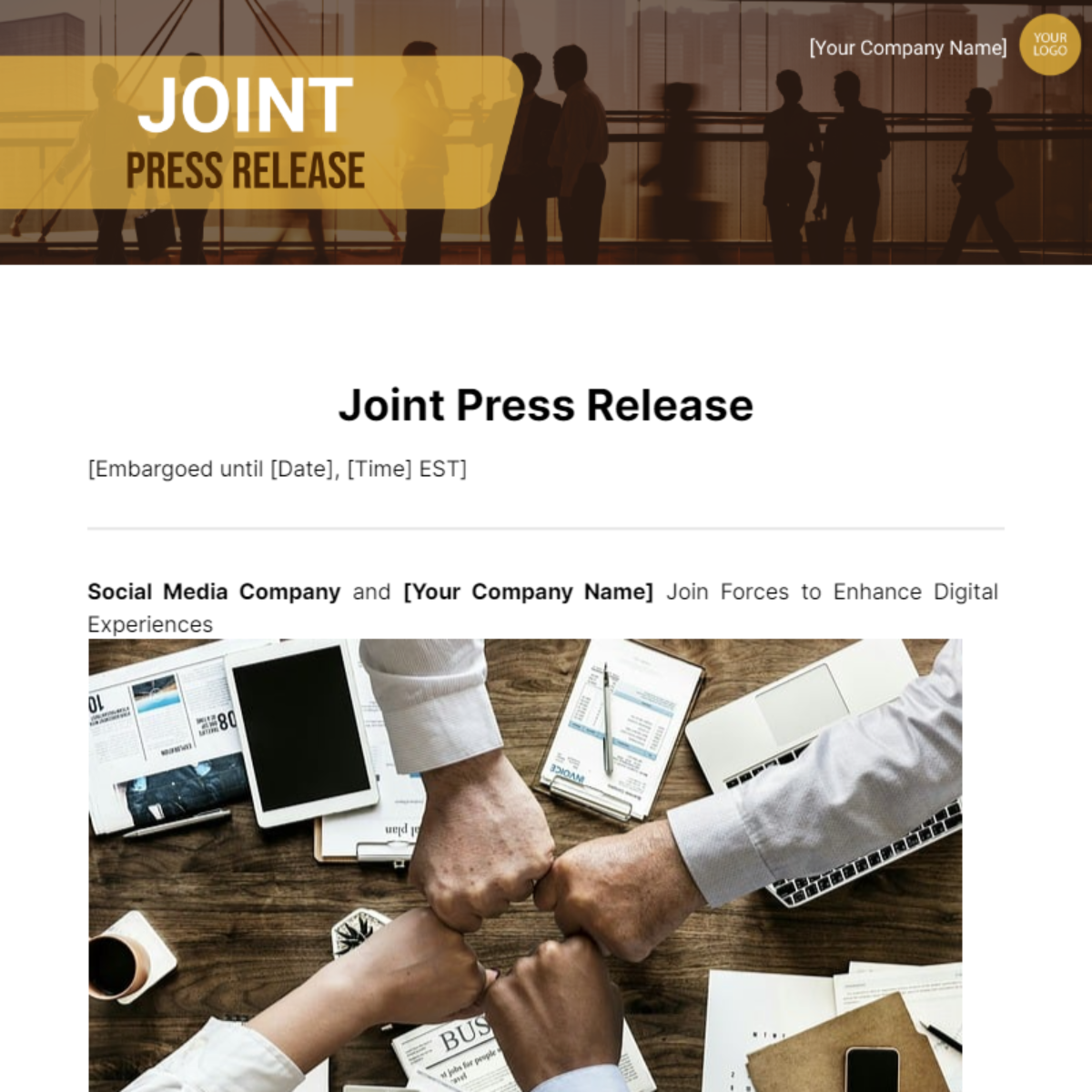 Joint Press Release Template
