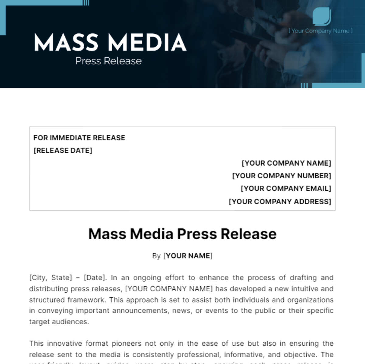 Free Mass Media Press Release Template