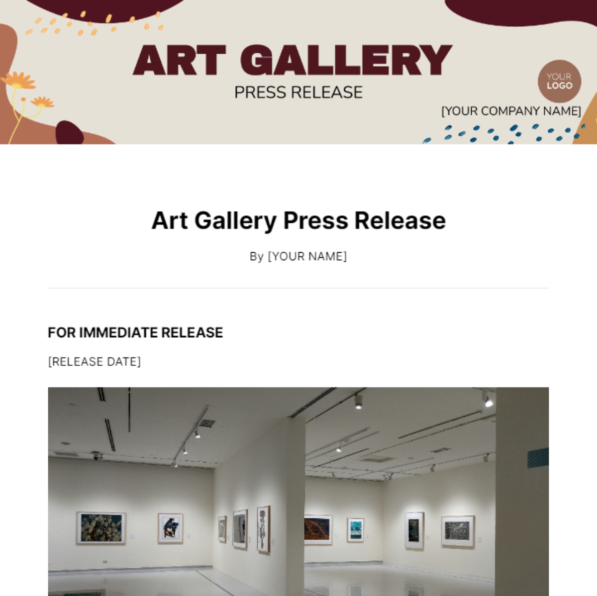 Art Gallery Press Release Template