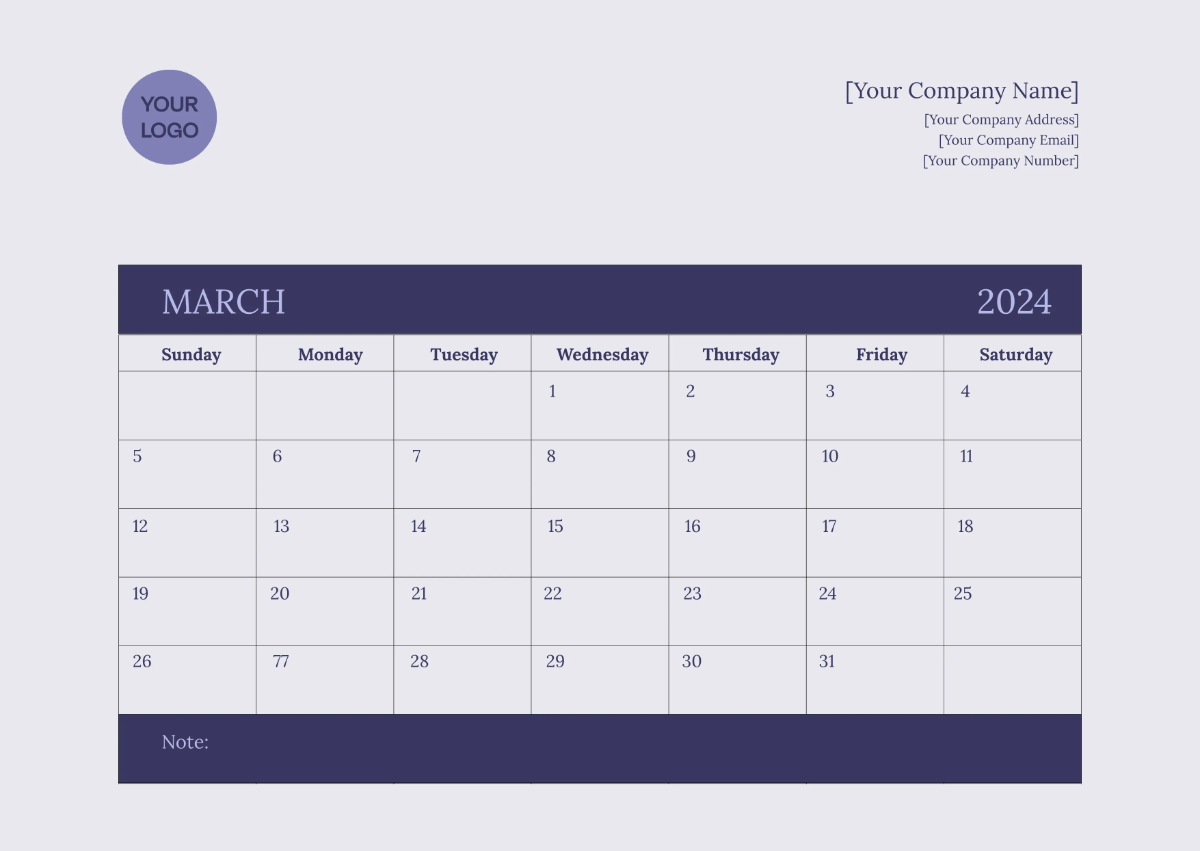 Free Digital Monthly Calendar Template to Edit Online