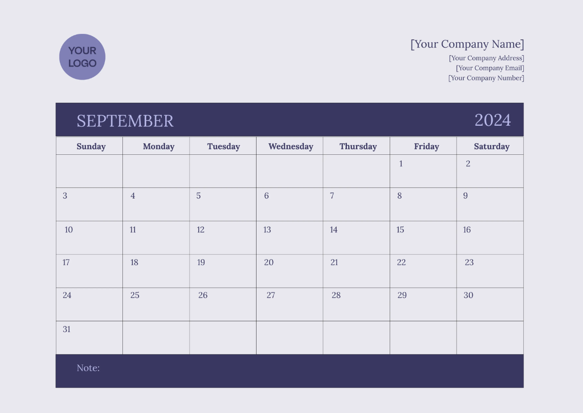 Free Digital Monthly Calendar Template to Edit Online