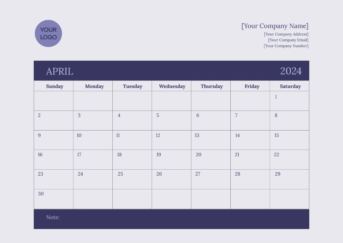 Free Digital Monthly Calendar Template to Edit Online