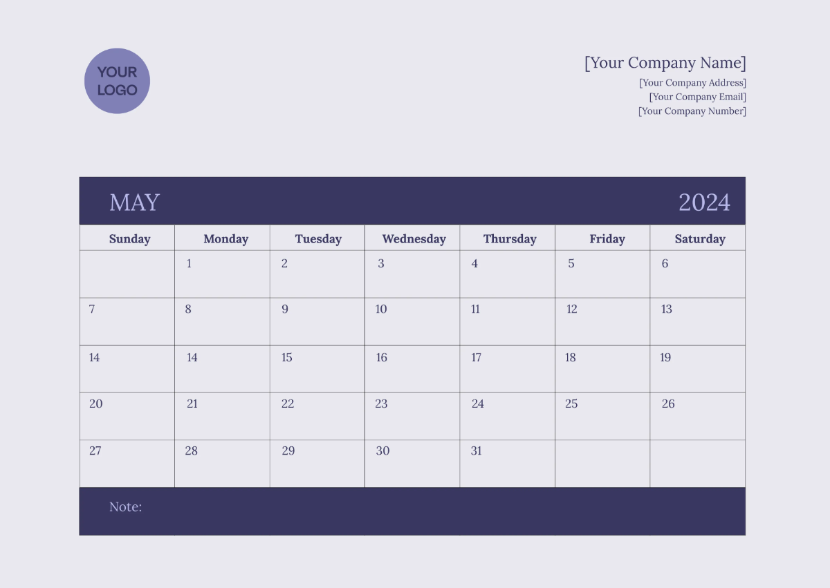 Free Digital Monthly Calendar Template to Edit Online