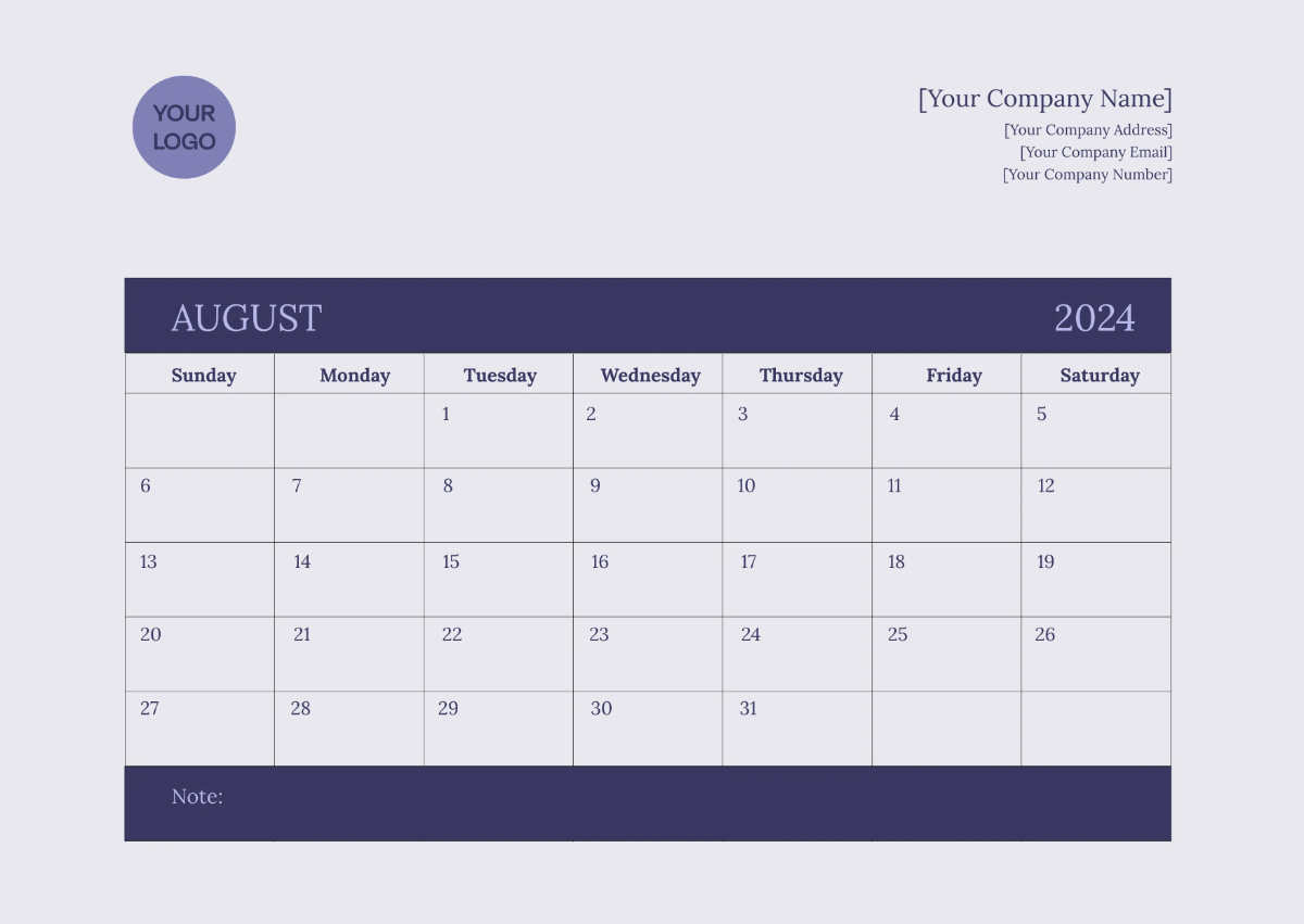 Free Digital Monthly Calendar Template to Edit Online