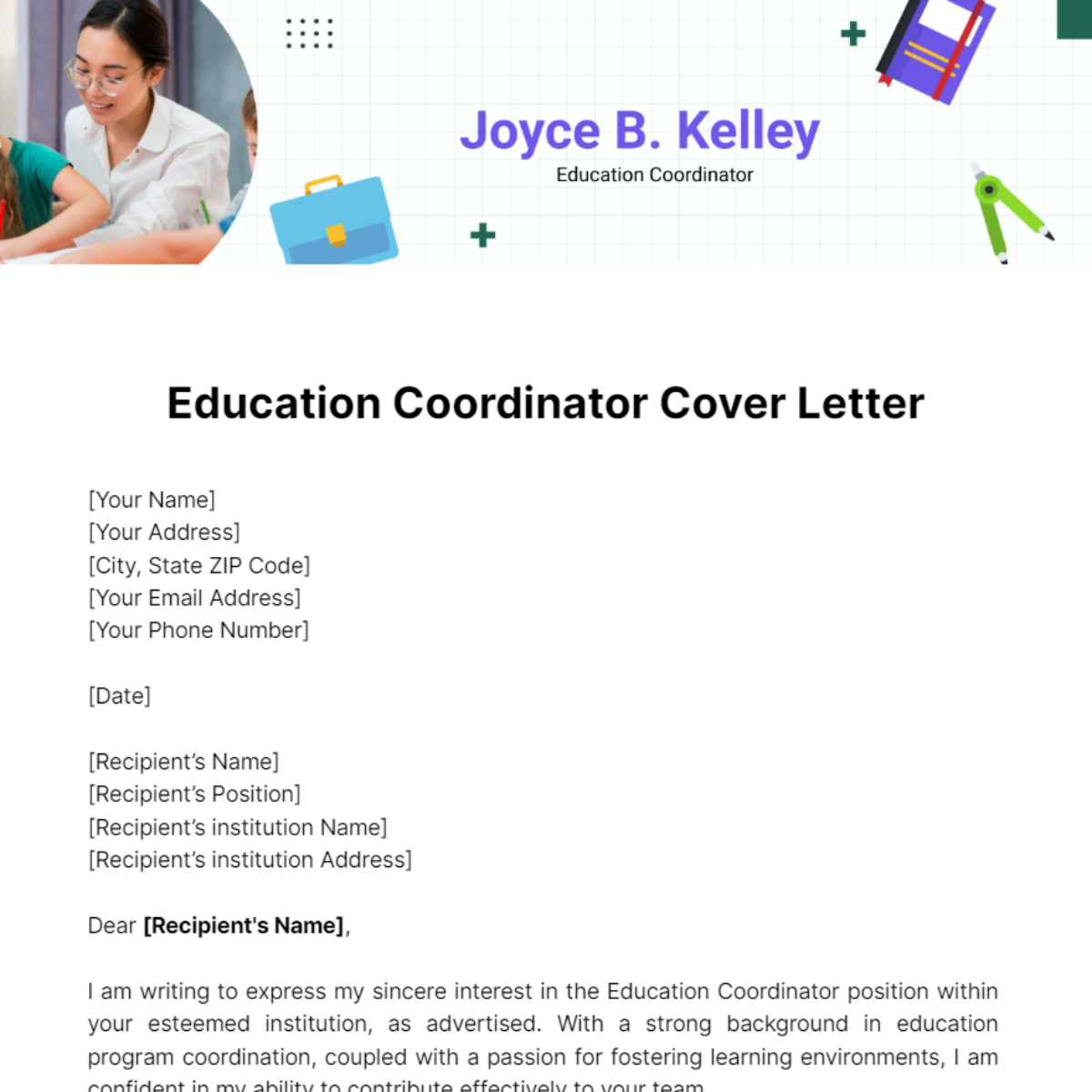 early childhood education coordinator cover letter