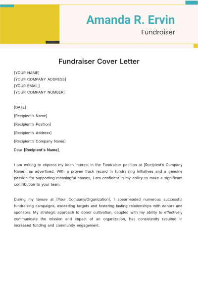 Free Fundraiser Cover Letter Template to Edit Online