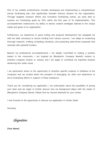 Free Fundraiser Cover Letter Template to Edit Online