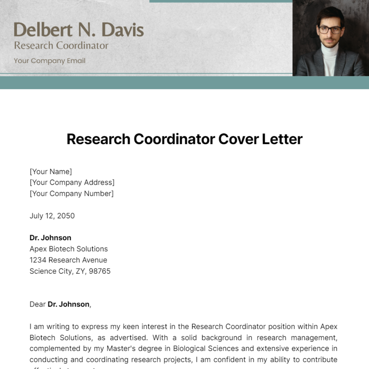 Research Coordinator Cover Letter Template