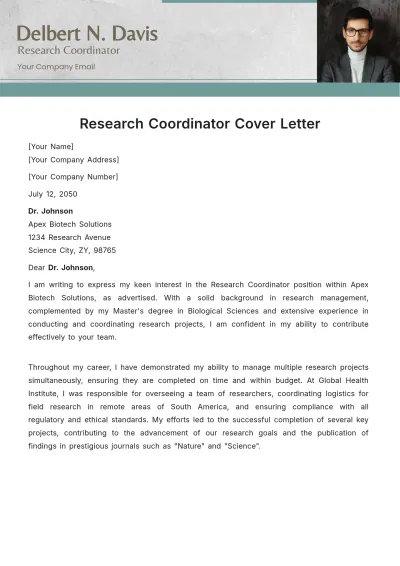 Free Research Coordinator Cover Letter Template to Edit Online
