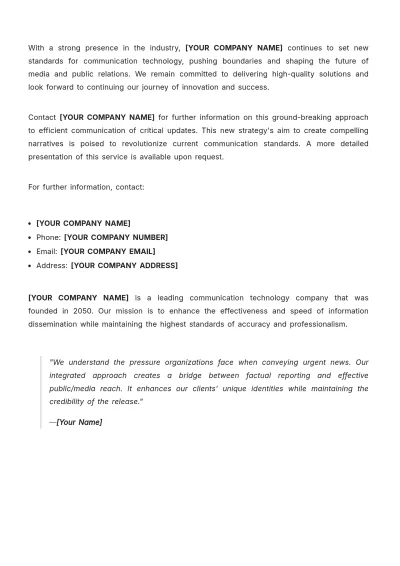 Free Blank Immediate Press Release Template to Edit Online