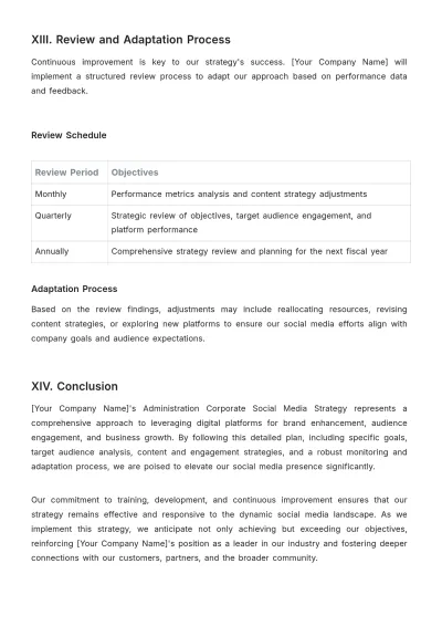 Free Administration Corporate Social Media Strategy Template to Edit Online