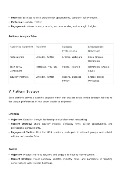 Free Administration Corporate Social Media Strategy Template to Edit Online