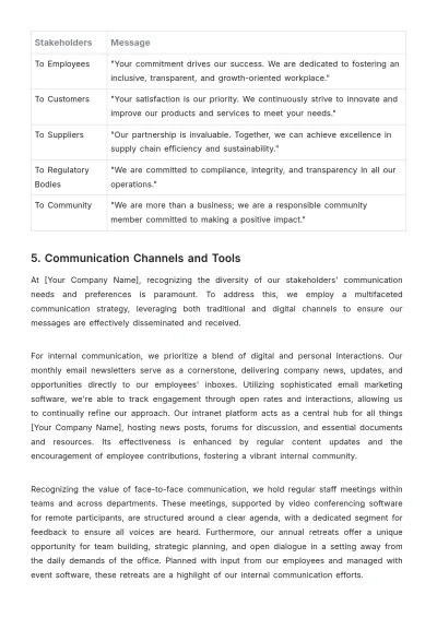 Free Administration Stakeholder Communication Plan Template to Edit Online
