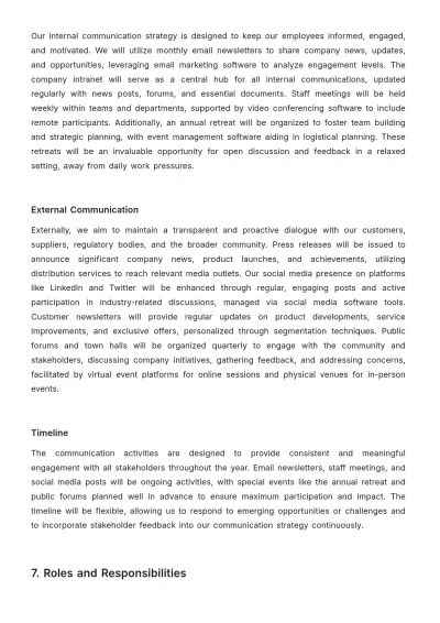 Free Administration Stakeholder Communication Plan Template to Edit Online