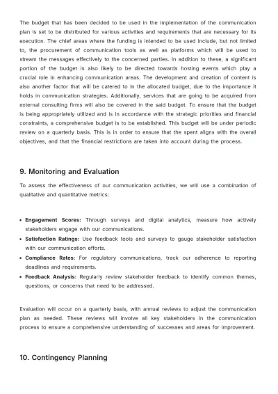 Free Administration Stakeholder Communication Plan Template to Edit Online