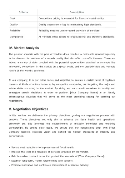 Free Administration Vendor Negotiation Strategy Report Template to Edit Online