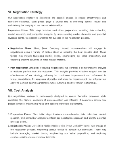 Free Administration Vendor Negotiation Strategy Report Template to Edit Online