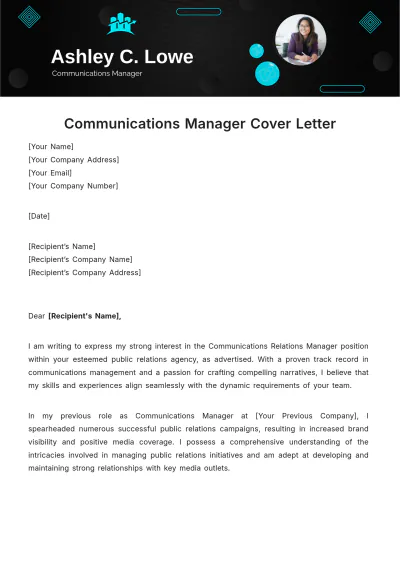 Free Communications Manager Cover Letter Template to Edit Online