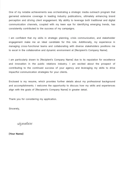 Free Communications Manager Cover Letter Template to Edit Online