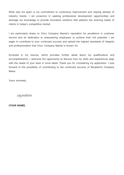Free Relationship Manager Cover Letter Template to Edit Online