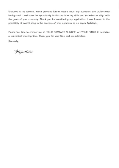 Free Intern Architect Cover Letter Template to Edit Online
