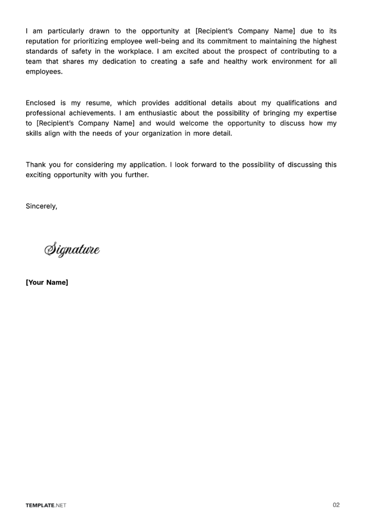 Free Safety Coordinator Cover Letter Template to Edit Online