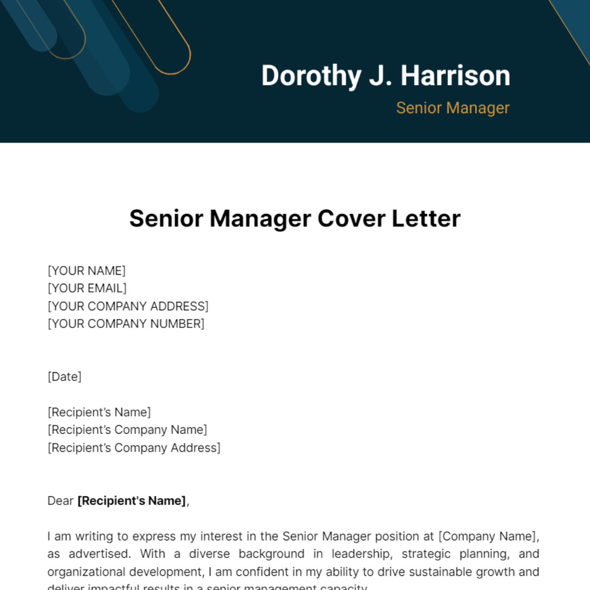Senior Manager Cover Letter Template