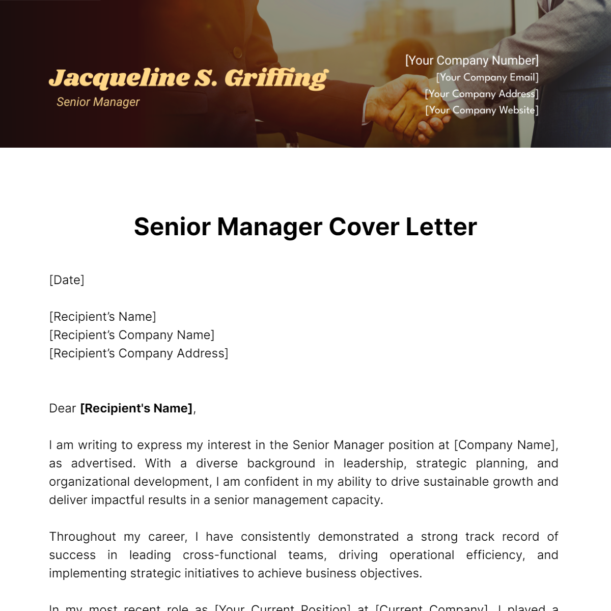 Senior Manager Cover Letter Template