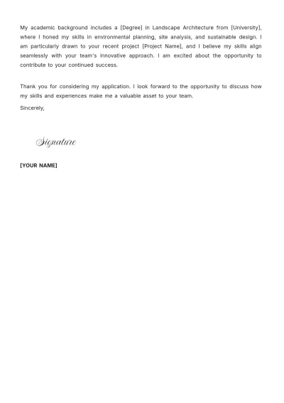 Free Landscape Architect Cover Letter Template to Edit Online