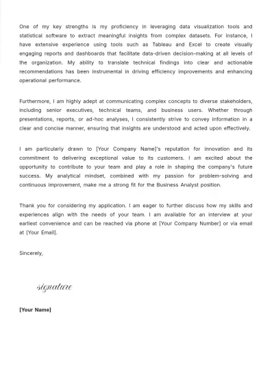 Free Analyst Cover Letter Template to Edit Online