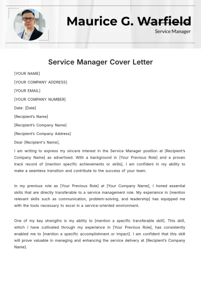 Free Service Manager Cover Letter Template to Edit Online