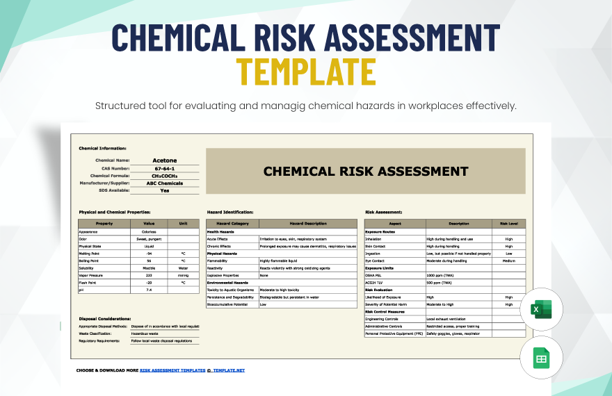 Free Chemical Risk Assessment Template in Excel, Google Sheets