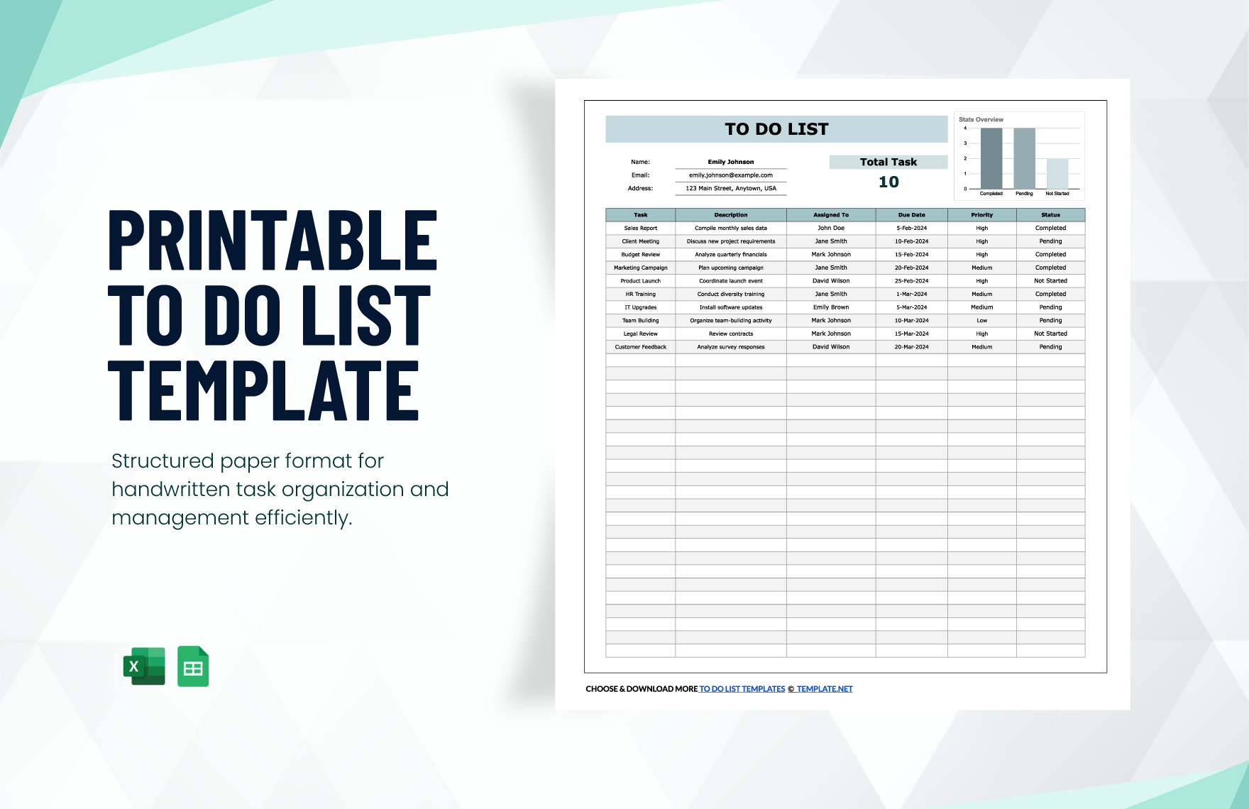 Free Printable To Do List Template in Excel, Google Sheets