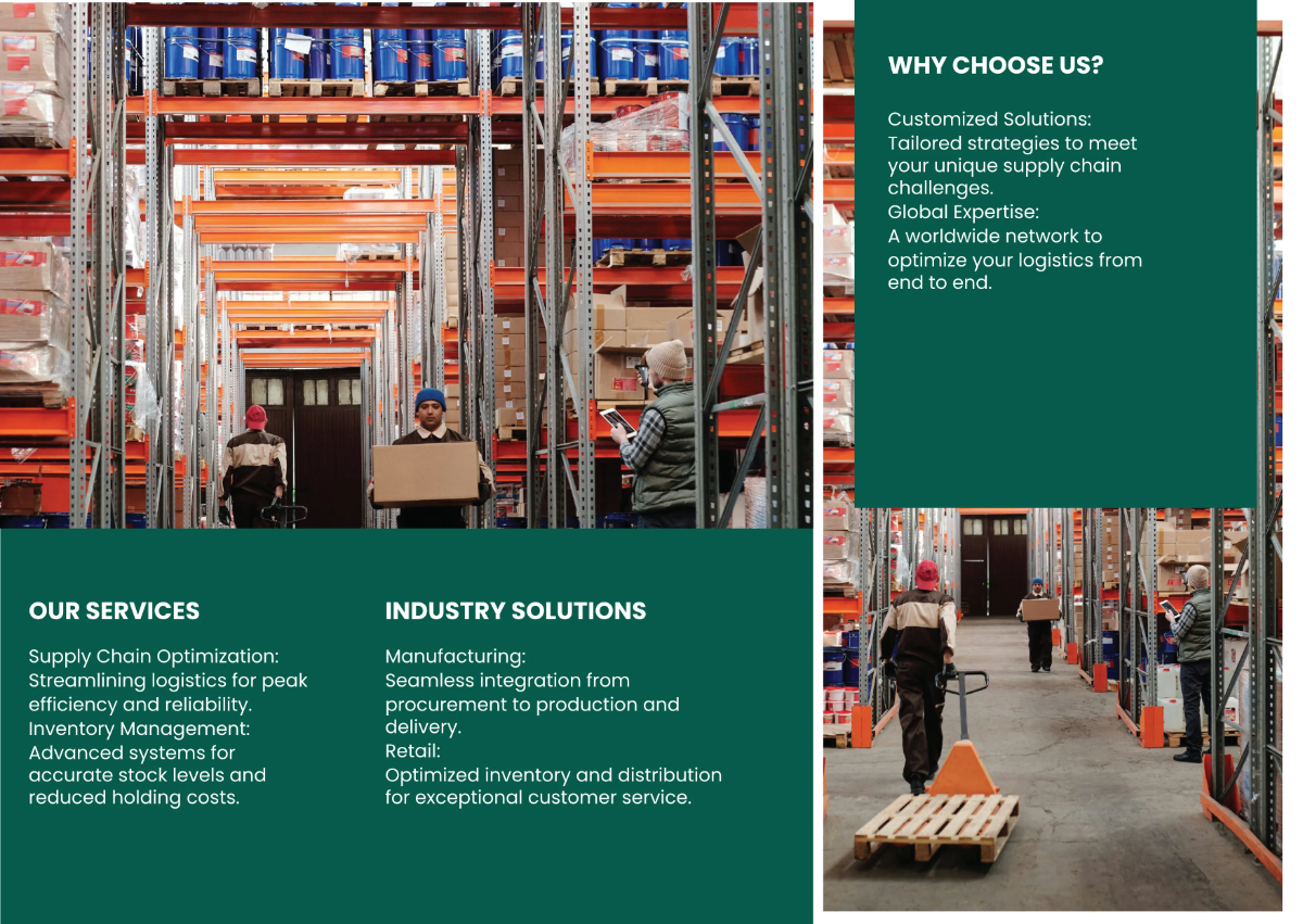 Free Supply Chain Management Solutions Brochure Template to Edit Online