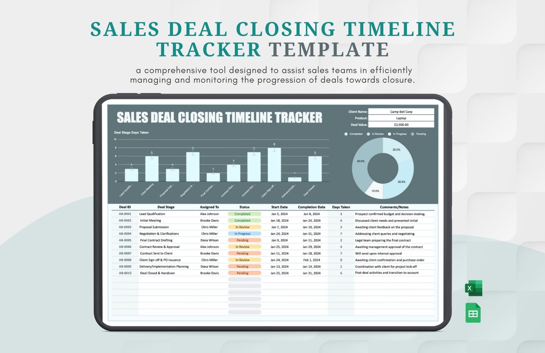 Sales Deal Closing Timeline Tracker Template
