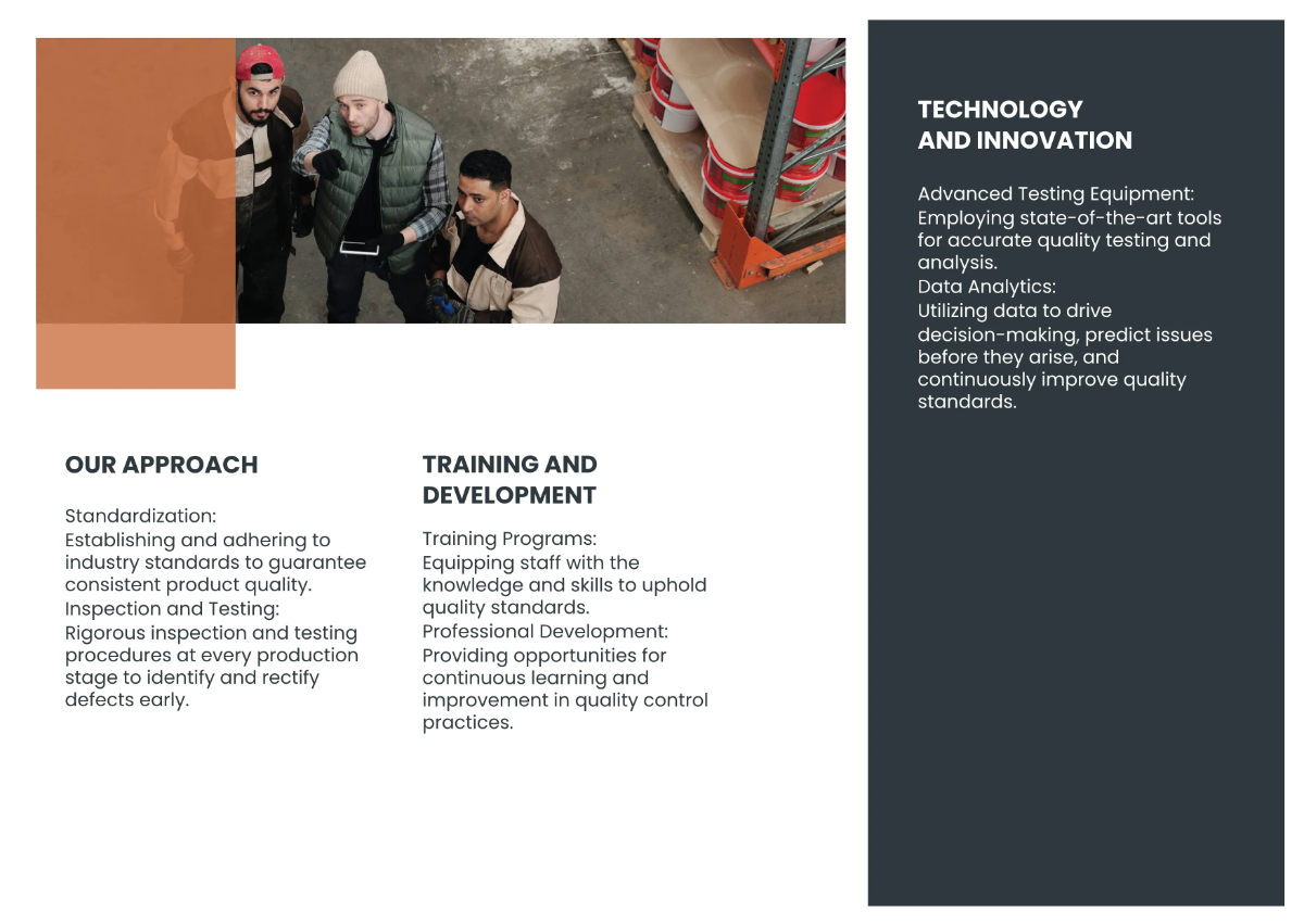 Free Quality Control and Assurance Protocols Brochure Template to Edit Online