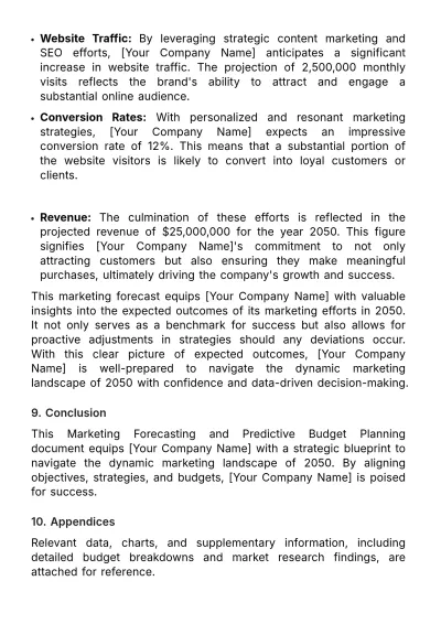 Free Marketing Forecasting and Predictive Budget Planning Template to Edit Online