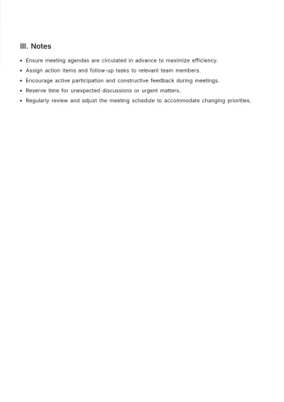 Free Weekly Meeting Schedule Template to Edit Online