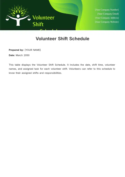 Free Volunteer Shift Schedule Template to Edit Online