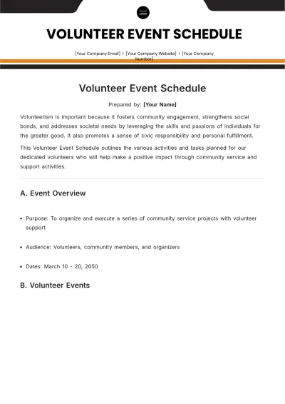 Free Volunteer Event Schedule Template to Edit Online