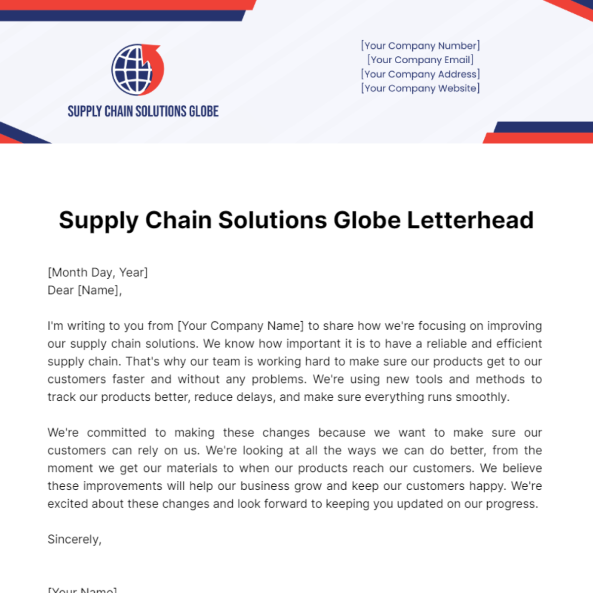 Supply Chain Solutions Globe Letterhead Template - Edit Online & Download