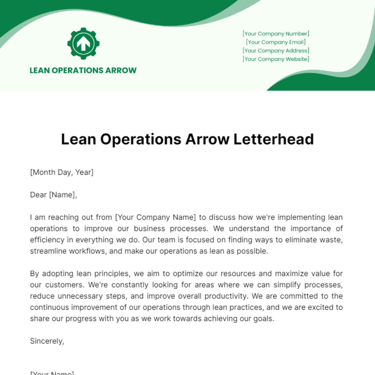Lean Operations Arrow Letterhead Template